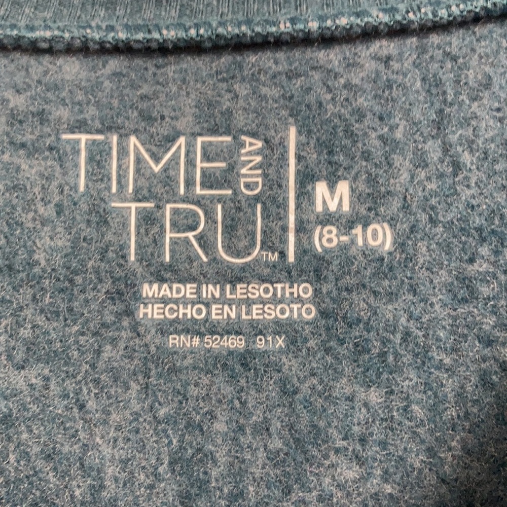 Time And Tru Dark Teal Long Sleeve Pullover Size M - Picture 4 of 6